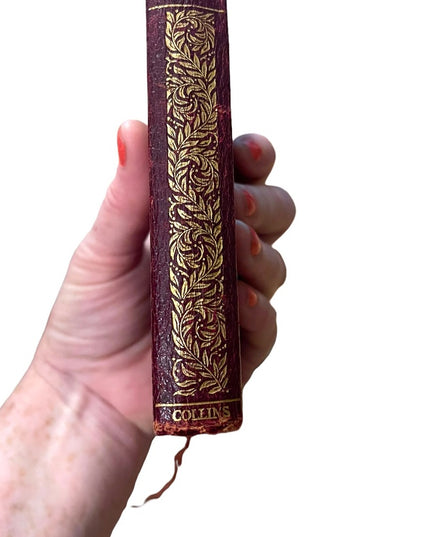 Antique 1920 UK Collins Red Leather Book Agnes Grey The Professor Poems Bronte