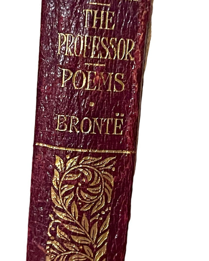Antique 1920 UK Collins Red Leather Book Agnes Grey The Professor Poems Bronte