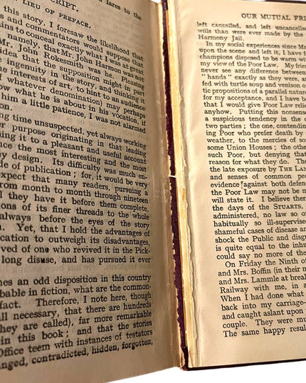 Antique 1920 Red Leather UK Collins Our Mutual Friend Vol 2 Charles Dickens gold
