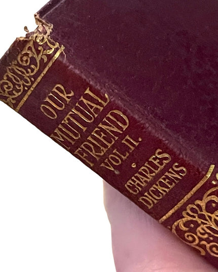 Antique 1920 Red Leather UK Collins Our Mutual Friend Vol 2 Charles Dickens gold
