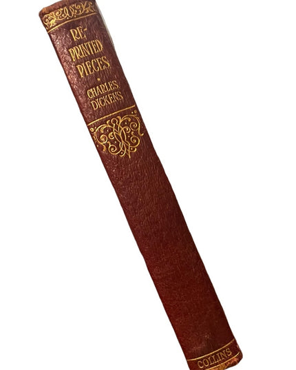 Antique 1920 Collins UK Red Leather book Reprinted Pieces Charles Dickens gold