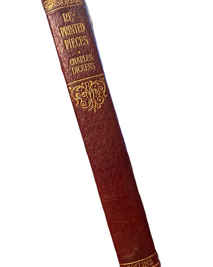 Antique 1920 Collins UK Red Leather book Reprinted Pieces Charles Dickens gold