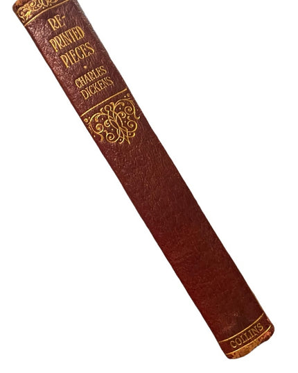 Antique 1920 Collins UK Red Leather book Reprinted Pieces Charles Dickens gold