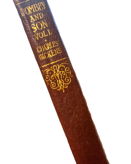 Antique Collins UK 1920 Red Leather Dombey and Son Vol 1 Charles Dickens book