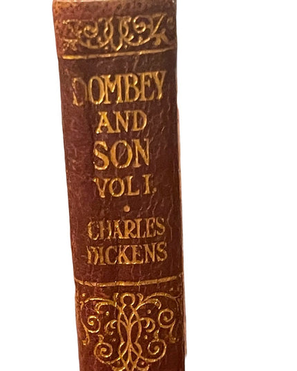 Antique Collins UK 1920 Red Leather Dombey and Son Vol 1 Charles Dickens book