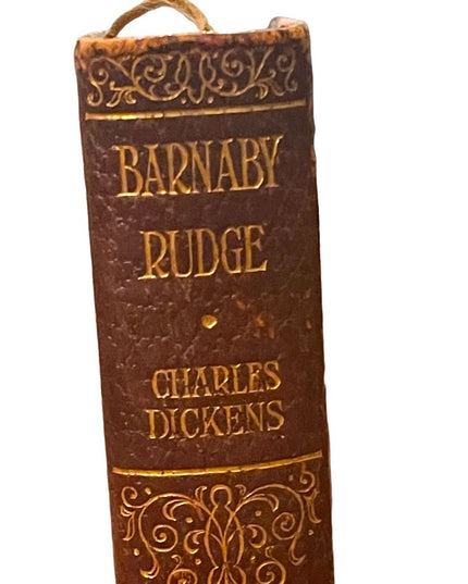 Antique 1920 Red leather book Collins Burnaby Rudge Charles Dickens gold letter