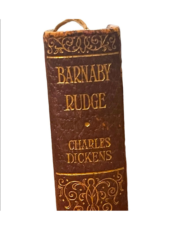 Antique 1920 Red leather book Collins Burnaby Rudge Charles Dickens gold letter
