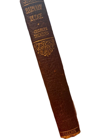 Antique 1920 Red leather book Collins Burnaby Rudge Charles Dickens gold letter