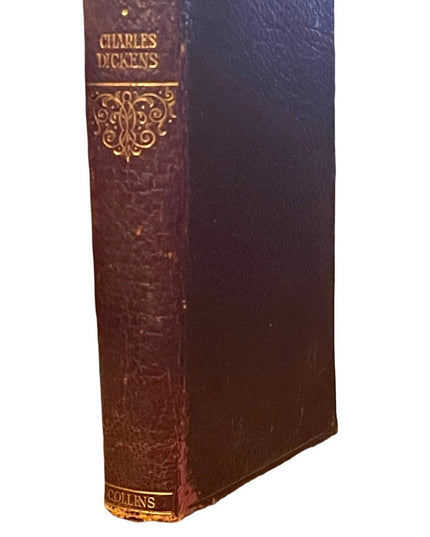 Antique 1920 Red leather book Collins Burnaby Rudge Charles Dickens gold letter