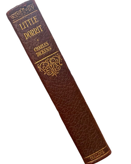Antique 1920 Collins UK Red Leather Little Dorrit Charles Dickens Gold Letter