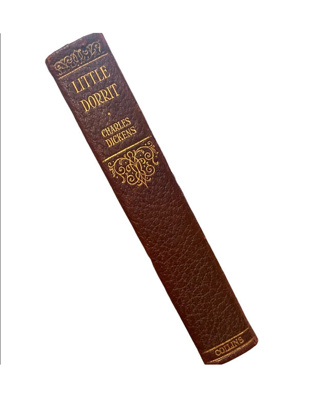 Antique 1920 Collins UK Red Leather Little Dorrit Charles Dickens Gold Letter
