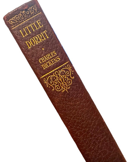 Antique 1920 Collins UK Red Leather Little Dorrit Charles Dickens Gold Letter