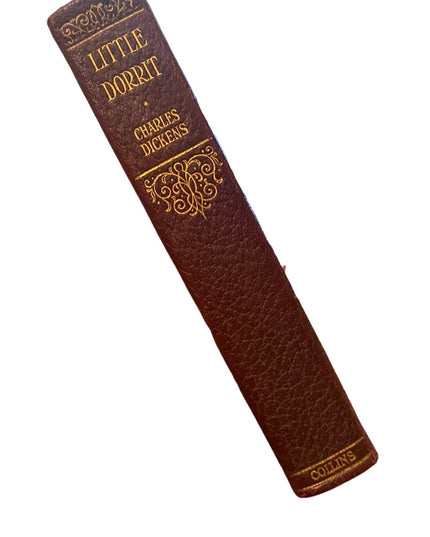 Antique 1920 Collins UK Red Leather Little Dorrit Charles Dickens Gold Letter