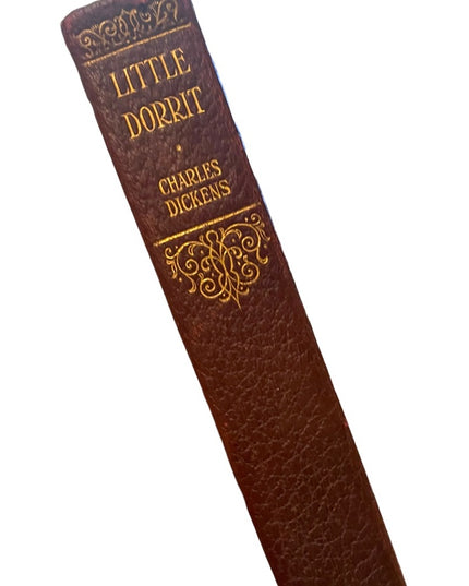 Antique 1920 Collins UK Red Leather Little Dorrit Charles Dickens Gold Letter
