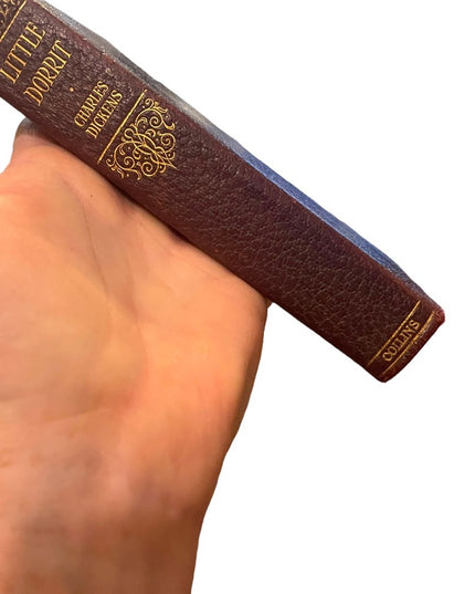 Antique 1920 Collins UK Red Leather Little Dorrit Charles Dickens Gold Letter