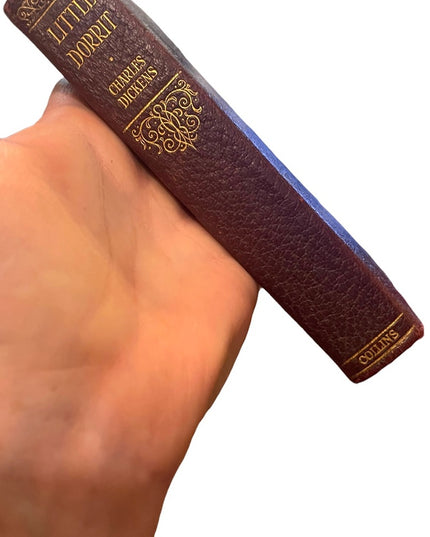 Antique 1920 Collins UK Red Leather Little Dorrit Charles Dickens Gold Letter