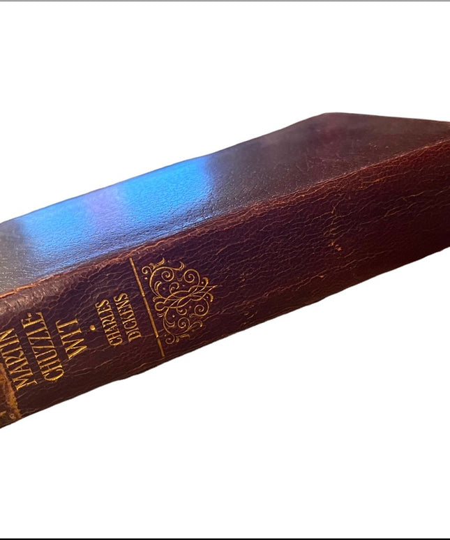 Antique 1908 Red Leather Collins UK Martin Chuzzlewit Charles Dickens gold let