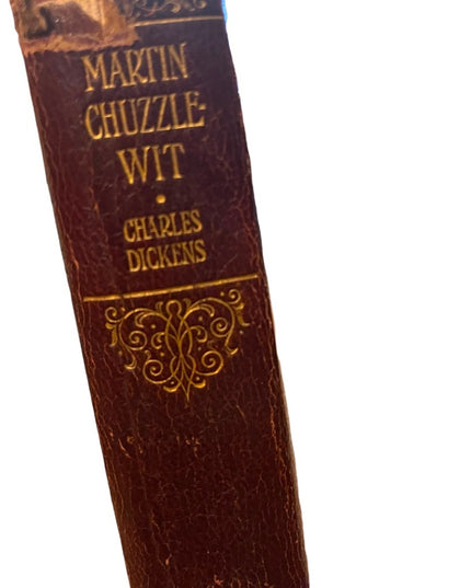 Antique 1908 Red Leather Collins UK Martin Chuzzlewit Charles Dickens gold let
