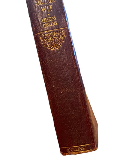 Antique 1908 Red Leather Collins UK Martin Chuzzlewit Charles Dickens gold let