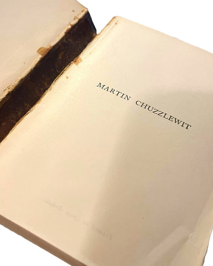 Antique 1908 Red Leather Collins UK Martin Chuzzlewit Charles Dickens gold let