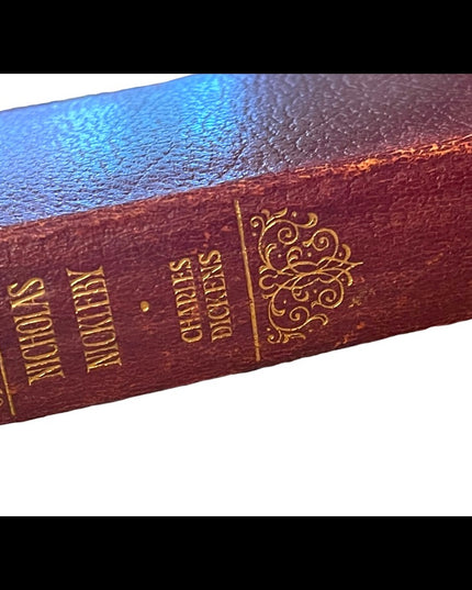Antique 1908 UK Collins Red Leather book Nicholas Nickelby Charles Dickens RARE