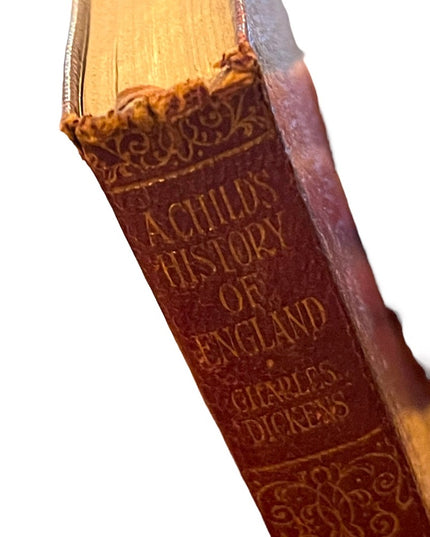 Antique 1920 Red Leather UK Collins A Childs History of England Charles Dickens