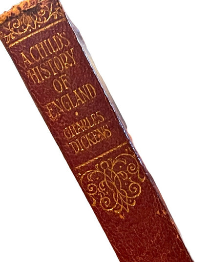 Antique 1920 Red Leather UK Collins A Childs History of England Charles Dickens