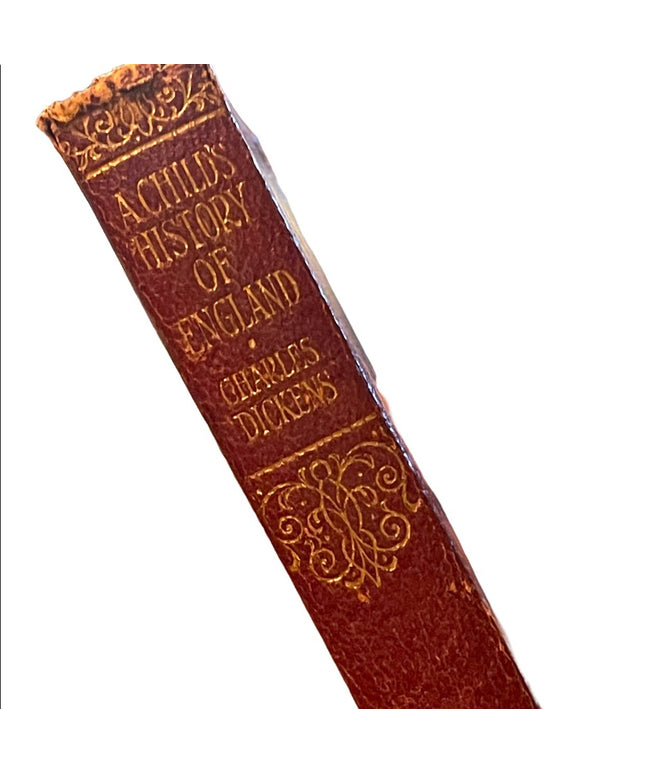 Antique 1920 Red Leather UK Collins A Childs History of England Charles Dickens