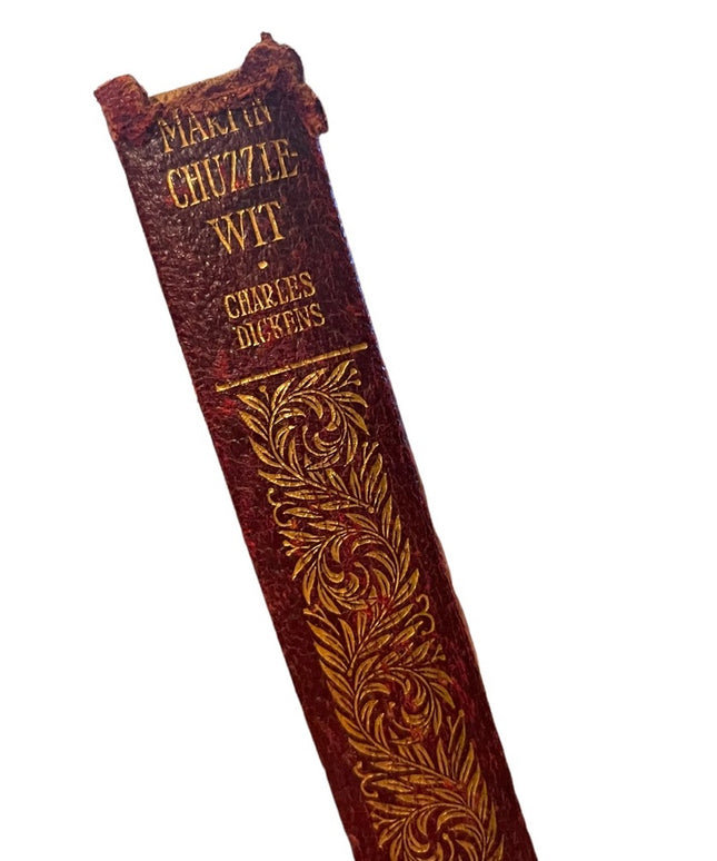 Antique 1908 Collins press Red leather Martin Chuzzlewit Gold letter book