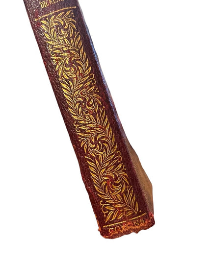Antique 1908 Collins press Red leather Martin Chuzzlewit Gold letter book