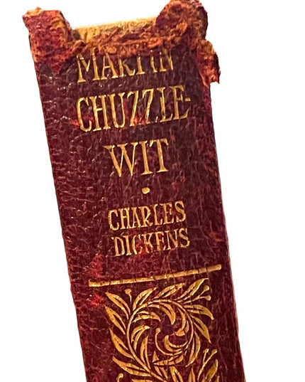 Antique 1908 Collins press Red leather Martin Chuzzlewit Gold letter book