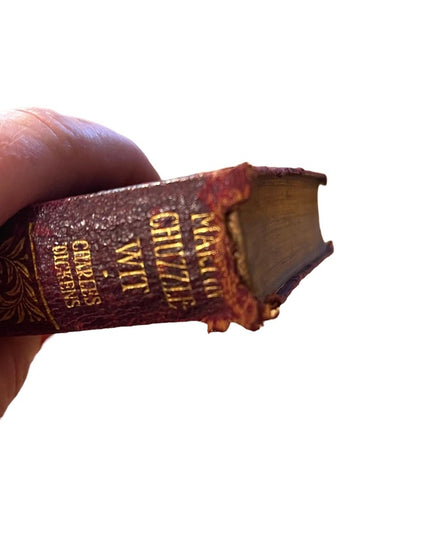 Antique 1908 Collins press Red leather Martin Chuzzlewit Gold letter book