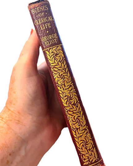 Antique 1908 Collins UK Red Leather Scenes Of Clerical Life George Elliot gold