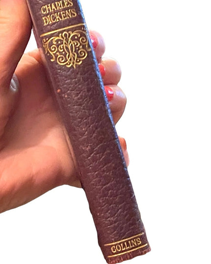 Antique 1920 Collins UK Red Leather Book Sketches By BOZ Charles Dickens gold