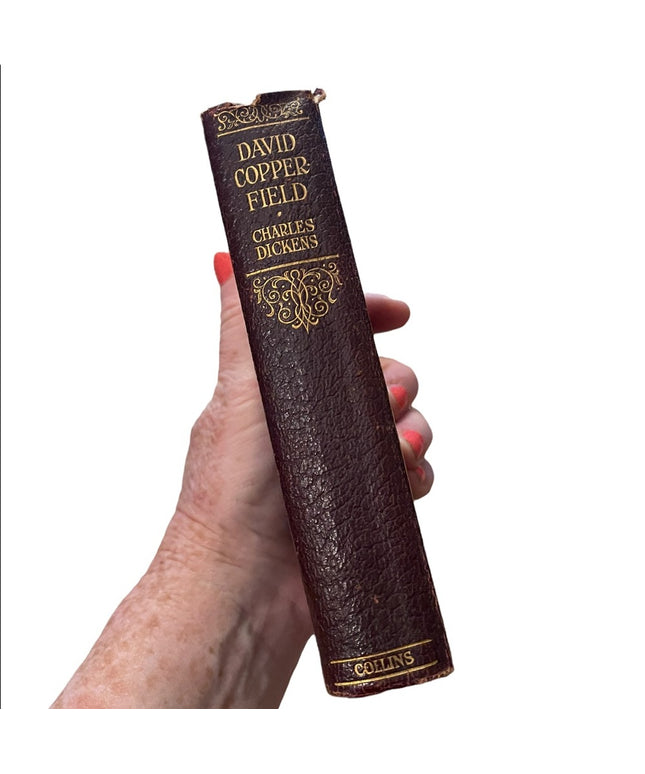 Antique 1920 Red Leather UK Collins David Copperfield Charles Dickens Book