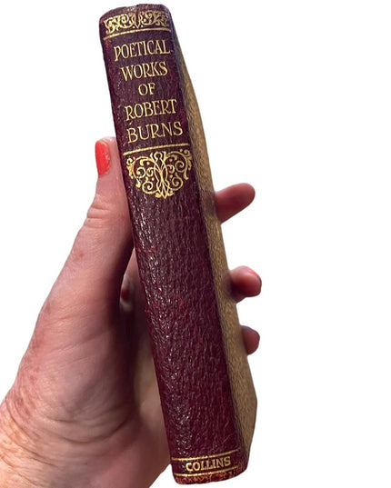 Antique 1920 Red Leather UK Collins Poetical Works of Robert Burns Gold Letter