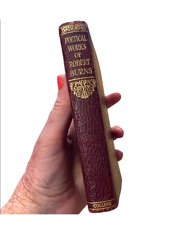 Antique 1920 Red Leather UK Collins Poetical Works of Robert Burns Gold Letter