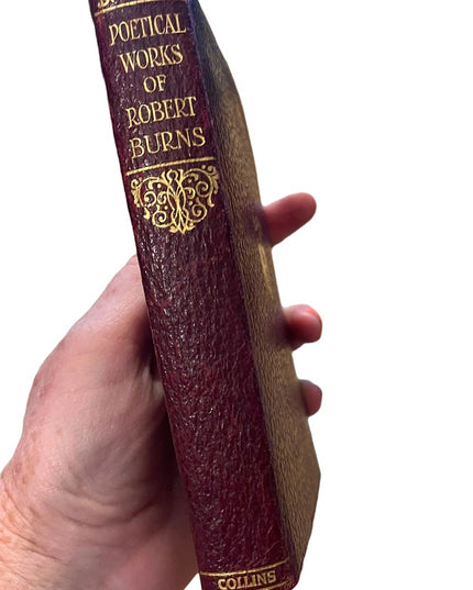 Antique 1920 Red Leather UK Collins Poetical Works of Robert Burns Gold Letter