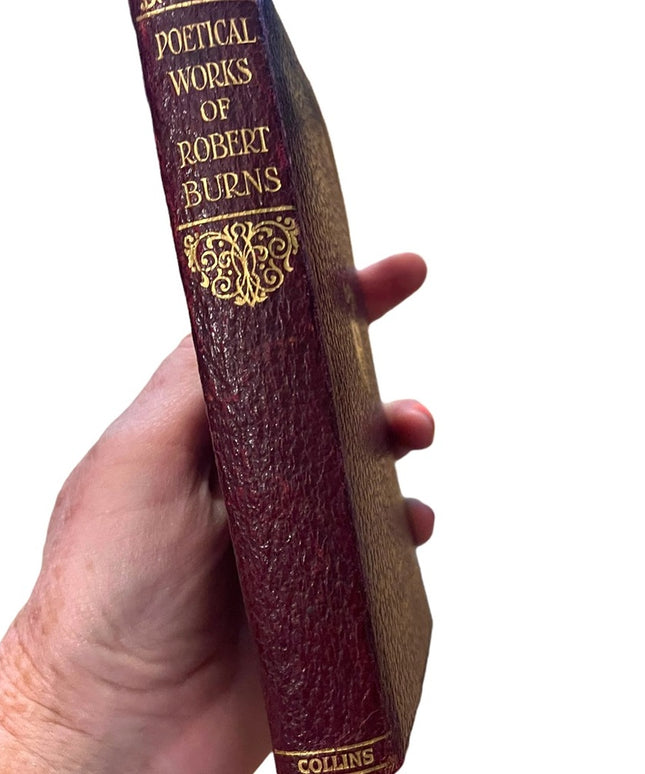 Antique 1920 Red Leather UK Collins Poetical Works of Robert Burns Gold Letter