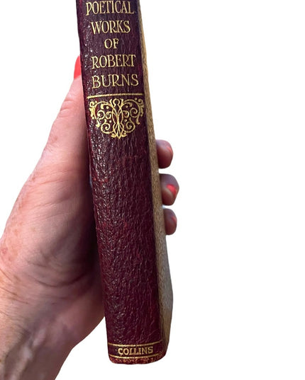 Antique 1920 Red Leather UK Collins Poetical Works of Robert Burns Gold Letter