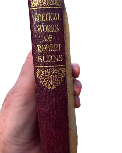 Antique 1920 Red Leather UK Collins Poetical Works of Robert Burns Gold Letter