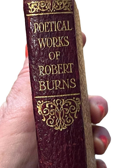 Antique 1920 Red Leather UK Collins Poetical Works of Robert Burns Gold Letter