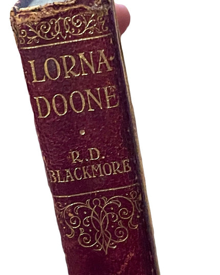 Antique 1920 Collins UK Red Leather book Lorna Doone RD Blackmore Gold letter
