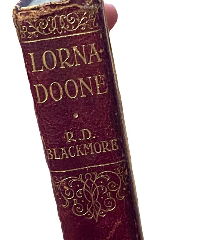 Antique 1920 Collins UK Red Leather book Lorna Doone RD Blackmore Gold letter