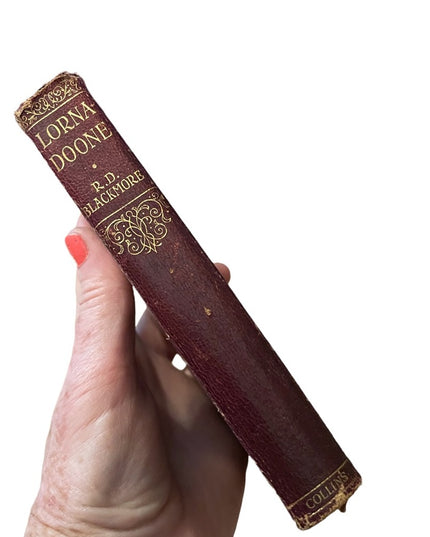 Antique 1920 Collins UK Red Leather book Lorna Doone RD Blackmore Gold letter