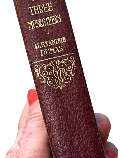 Antique 1920 red Leather Collins UK The Three Muskateers Alexander Dumas Gold