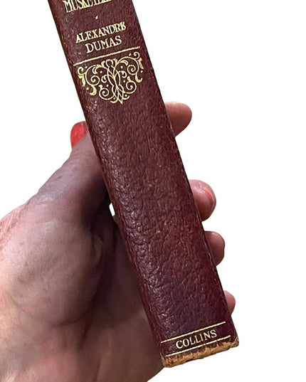 Antique 1920 red Leather Collins UK The Three Muskateers Alexander Dumas Gold