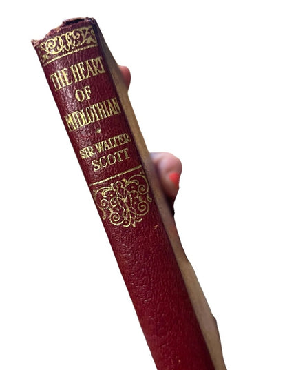 Antique 1920 Collins Red Leather Book The Heart of Midlothian Sir Walter Scott
