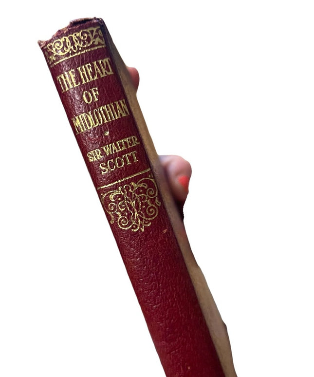 Antique 1920 Collins Red Leather Book The Heart of Midlothian Sir Walter Scott