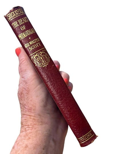 Antique 1920 Collins Red Leather Book The Heart of Midlothian Sir Walter Scott